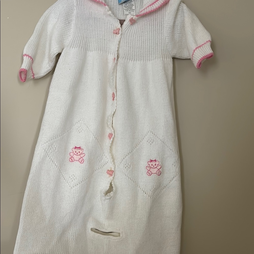 Cozy White and Pink Infant Sleep Sack